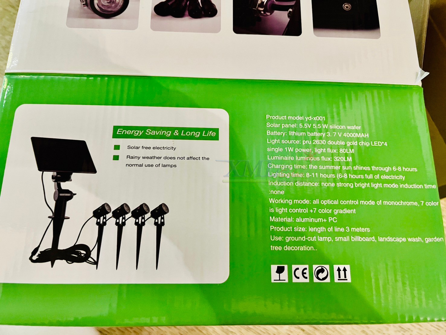 สปอร์ตไลท์ปักสนามโซล่าเซลล์ DC-17 รุ่น 4 หัว สาย 3 เมตร (แสง : เหลืองวอมไวท์)