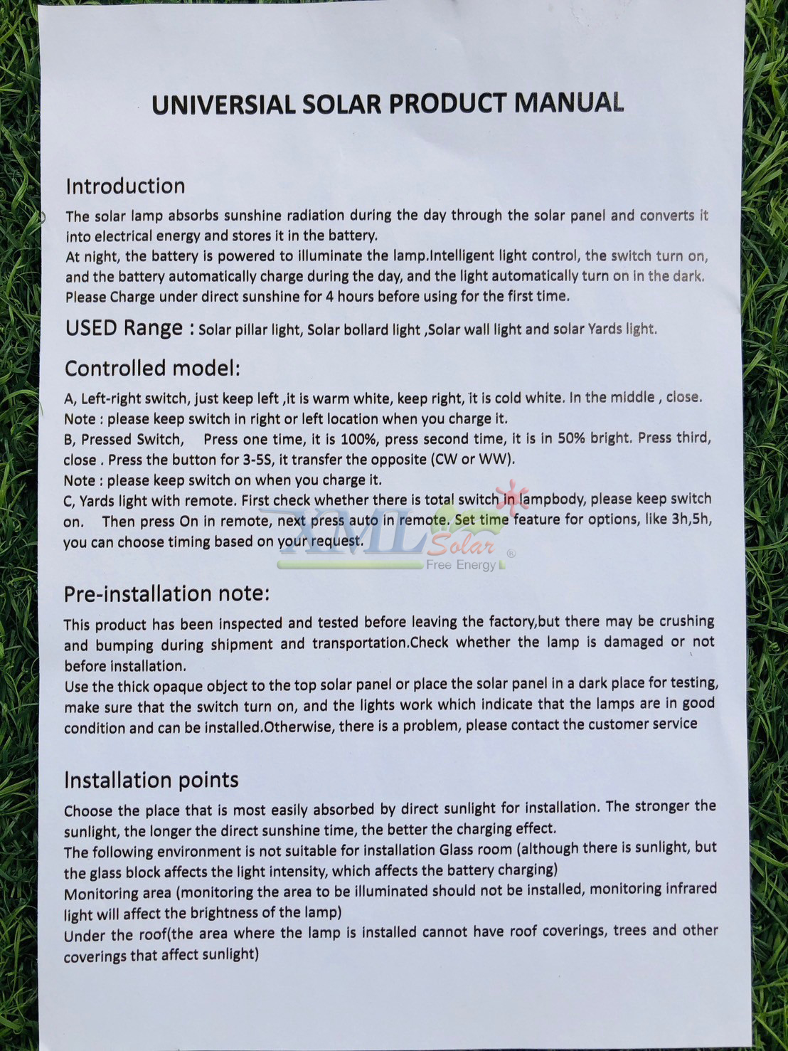 โคมไฟตั้งพื้นโซล่าเซลล์ รุ่น TC-11836 (เปิดได้ 2 แสง)