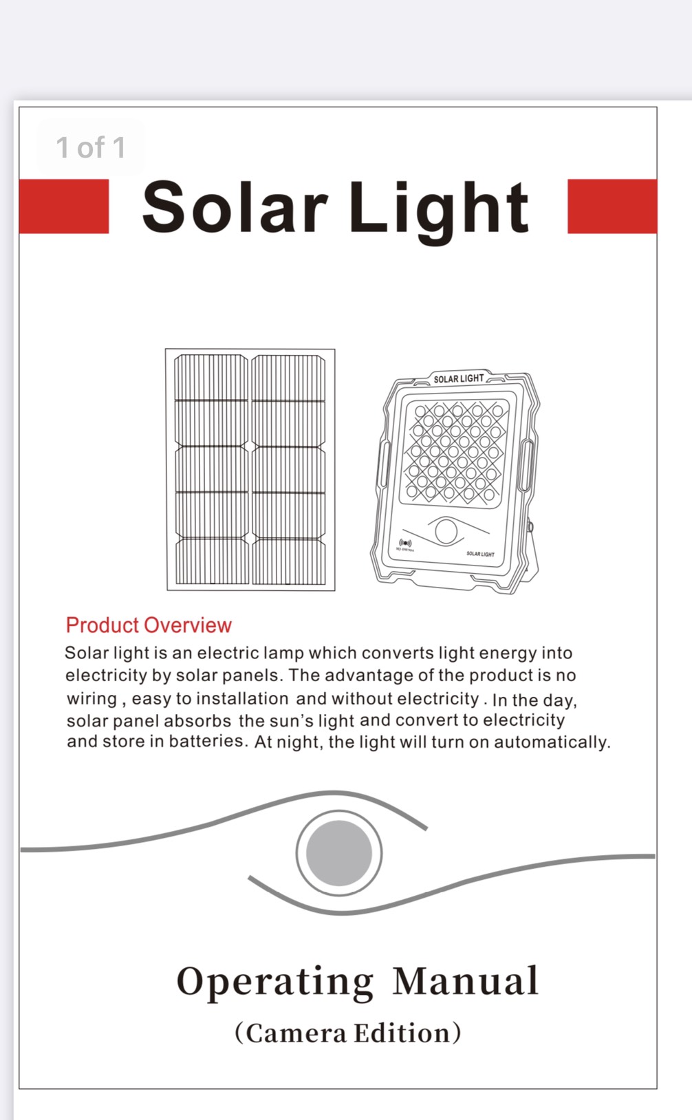 ไฟสปอตไลท์โซล่าเซลล์ 300 W. รุ่น Smart IOT With CCTV Camera (เเสง : ขาว)
