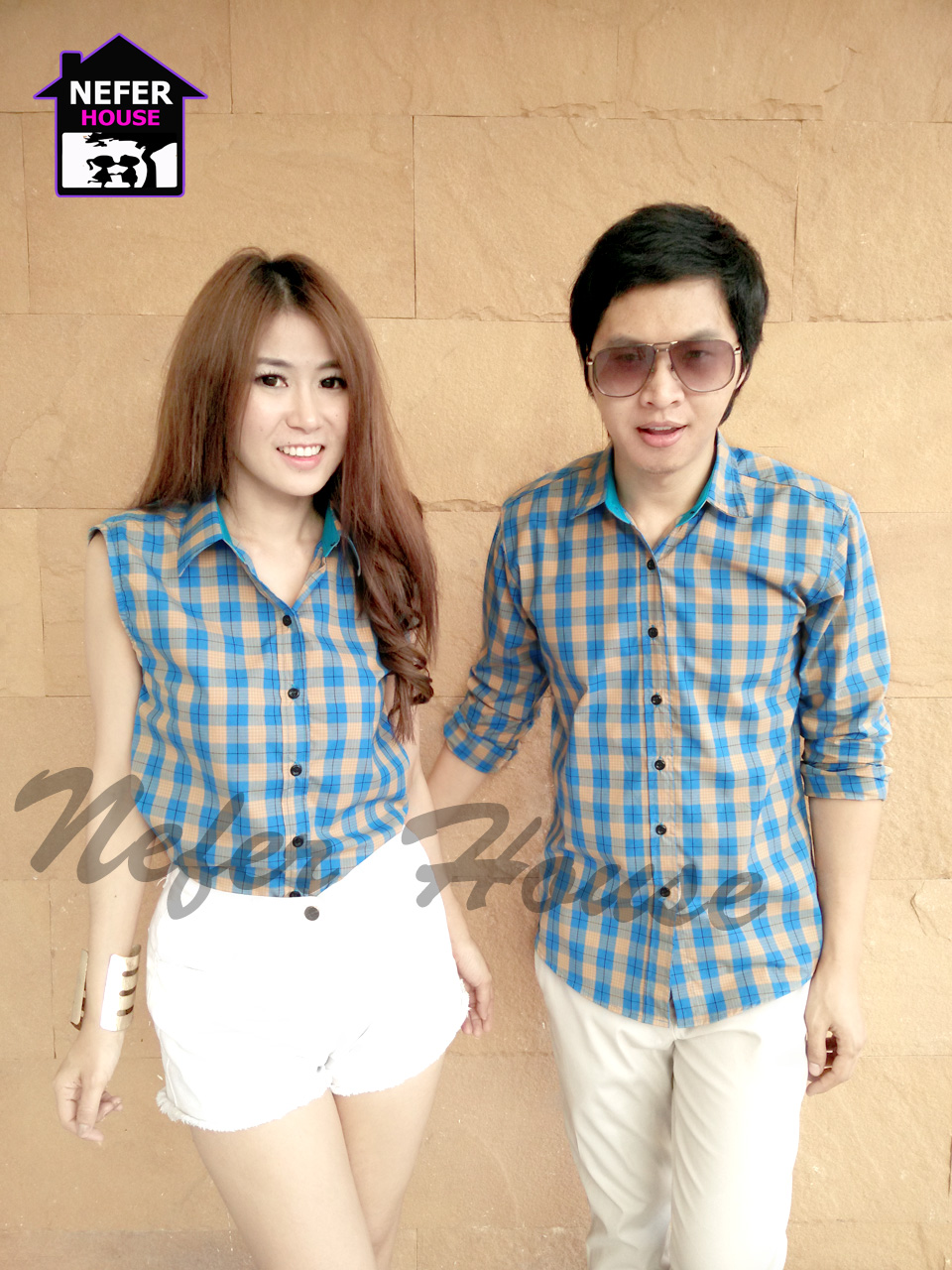 ชุดคู่ เสื้อเชิ๊ตแขนยาวกับเสื้อเชิ๊ตแขนกุดผู้หญิง