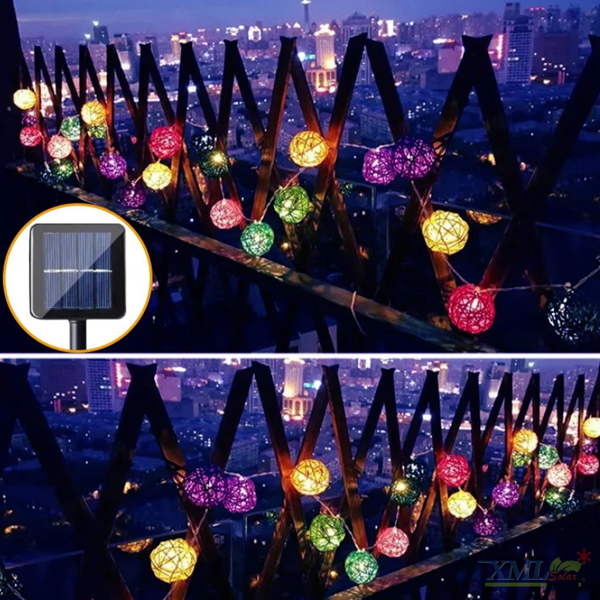 ไฟกระพริบโซล่าเซลล์ ทรงบอล รุ่น MD-SSL-6M-30B (แสง : หลากสี)