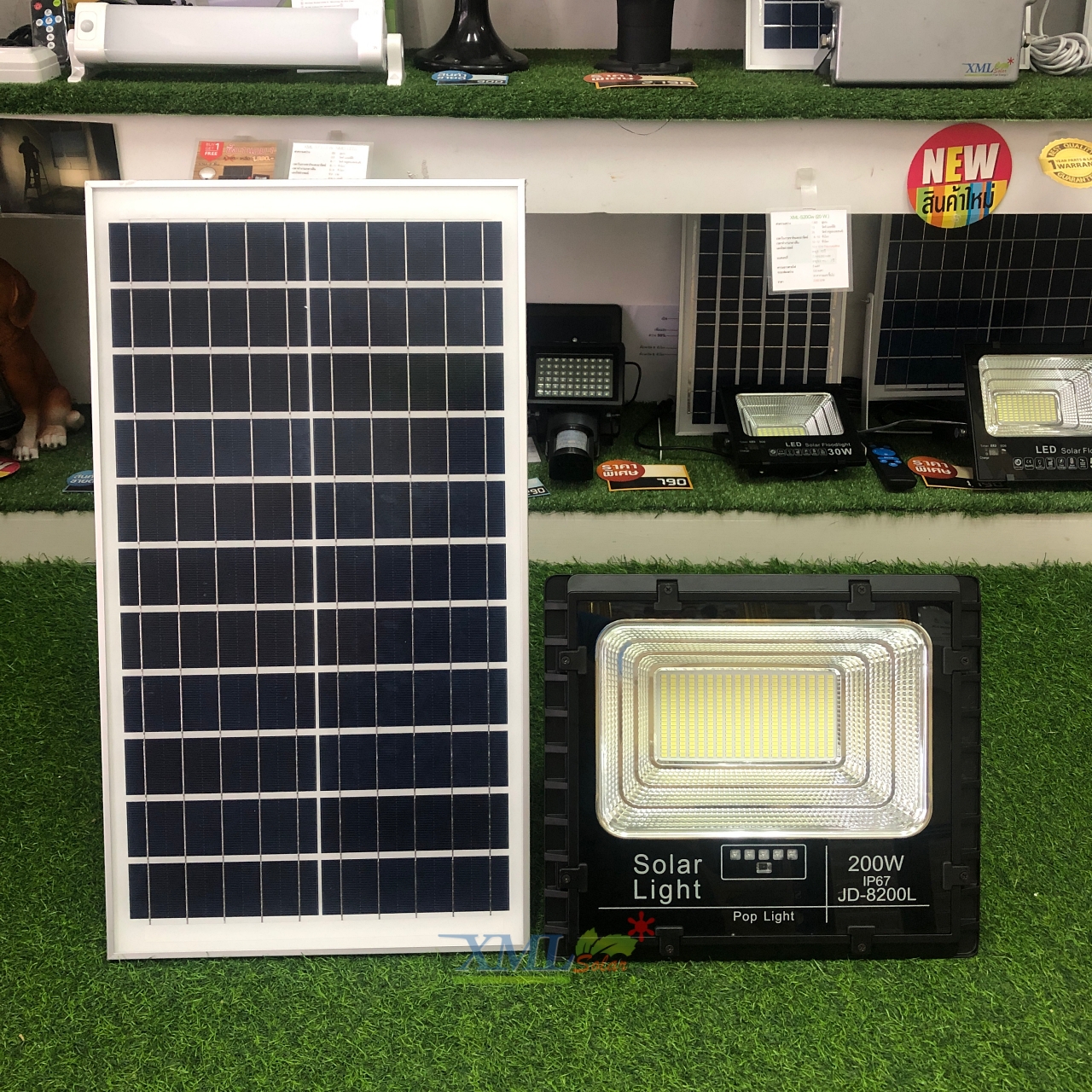 สปอร์ตไลท์โซล่าเซลล์ 200 W. รุ่นใหม่ JD8200L (แสง : ขาว)