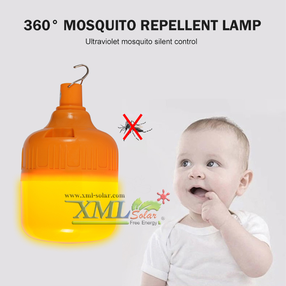 ไฟตุ้มโซล่าเซลล์ชนิดไล่ยุง รุ่น 150w (แสงสีส้ม)(แผงใหญ่)