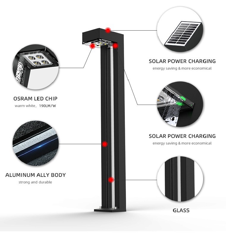 ไฟสนามโซล่าเซลล์ รุ่น มินิมอล (4 Led) (แสง : เหลืองวอมไวท์)(1 แถม 1)
