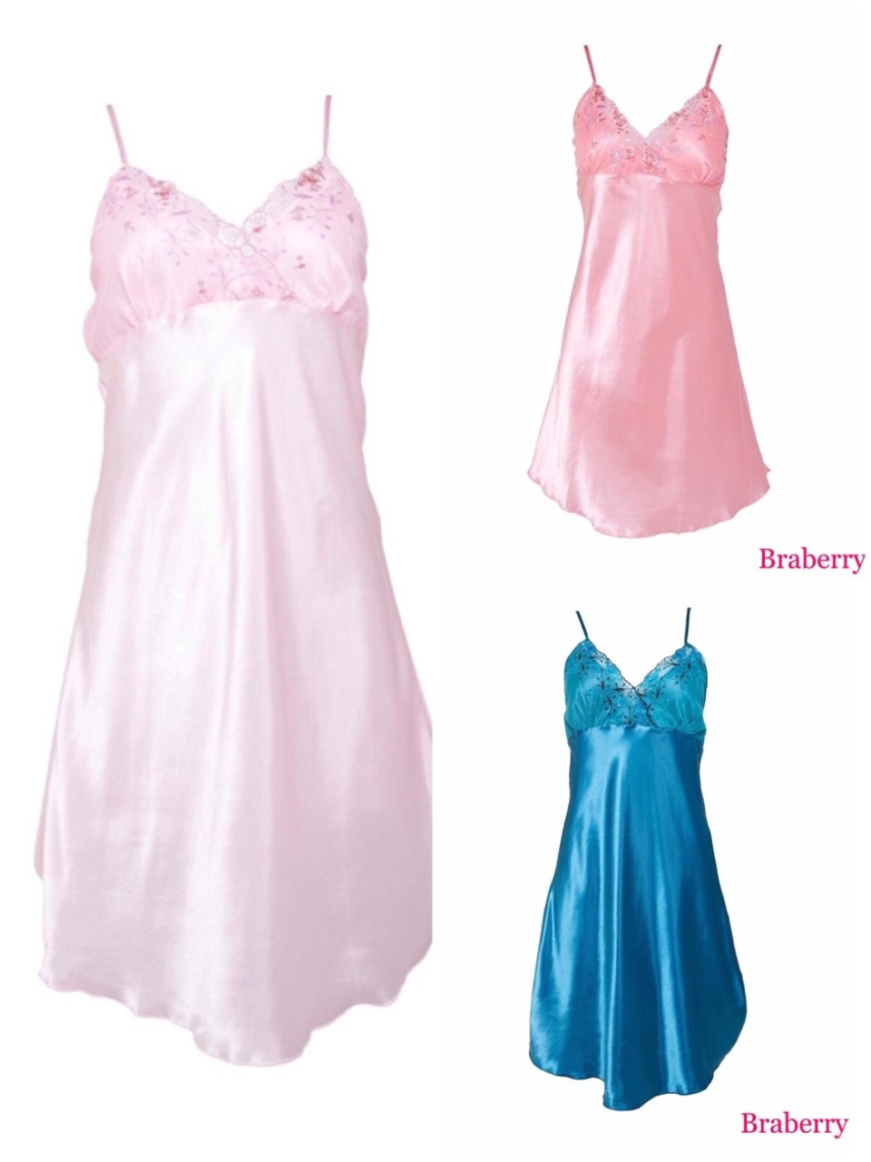 ชุดนอนสายเดี่ยววันพีซ ผ้าซาตินเนื่อนิ่มเบาใส่สบาย ไม่อับชื้น มี 3 สี ฟรีไซส์ ราคาส่ง 3 ชิ้น คละแบบได้ชุดละ 350 บาท