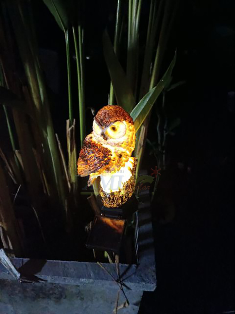 ไฟตุ๊กตาโซล่าเซลล์ ประดับสวน นกฮูก 1 LED (แสง : เหลืองวอมไวท์) 1 แถม 1