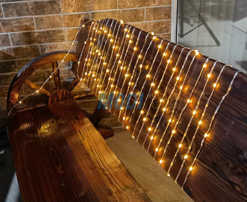 ไฟกระพริบโซล่าเซลล์ รุ่นใหม่สายขาว ยาว 10 เมตร (เเสง : เหลืองเข้ม)