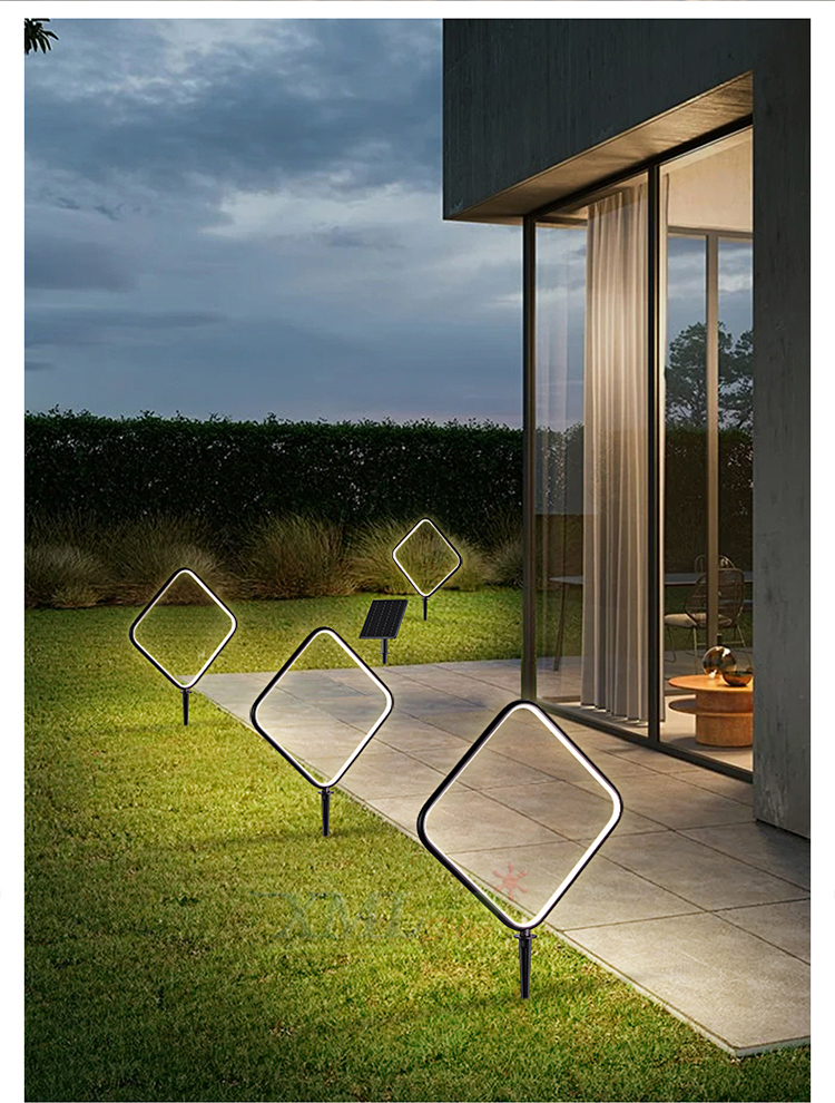 ไฟปักสนามโซล่าเซลล์ ทรงเหลี่ยม รุ่น DC-0589N (เเสง : เหลืองวอมไวท์)