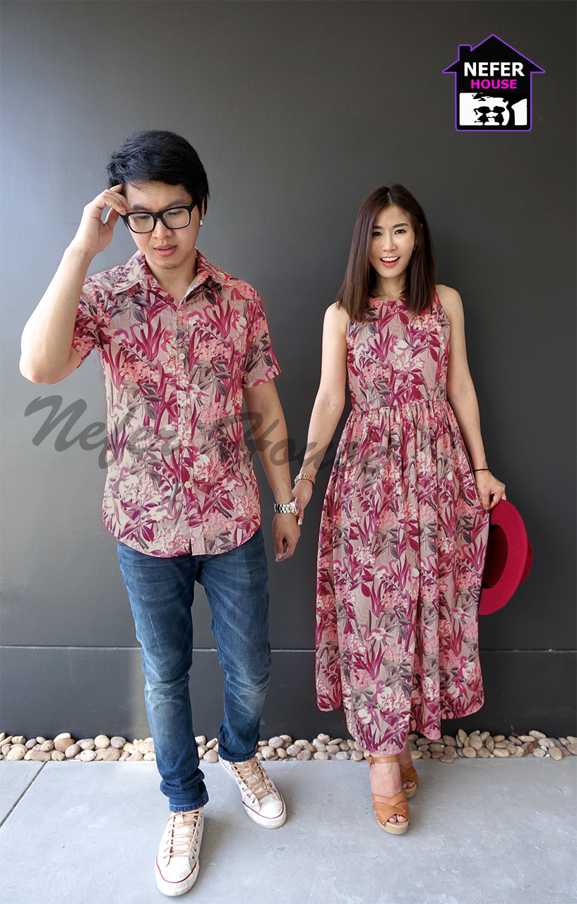 เสื้อคู่รักลายดอก ชุดไปทะเล