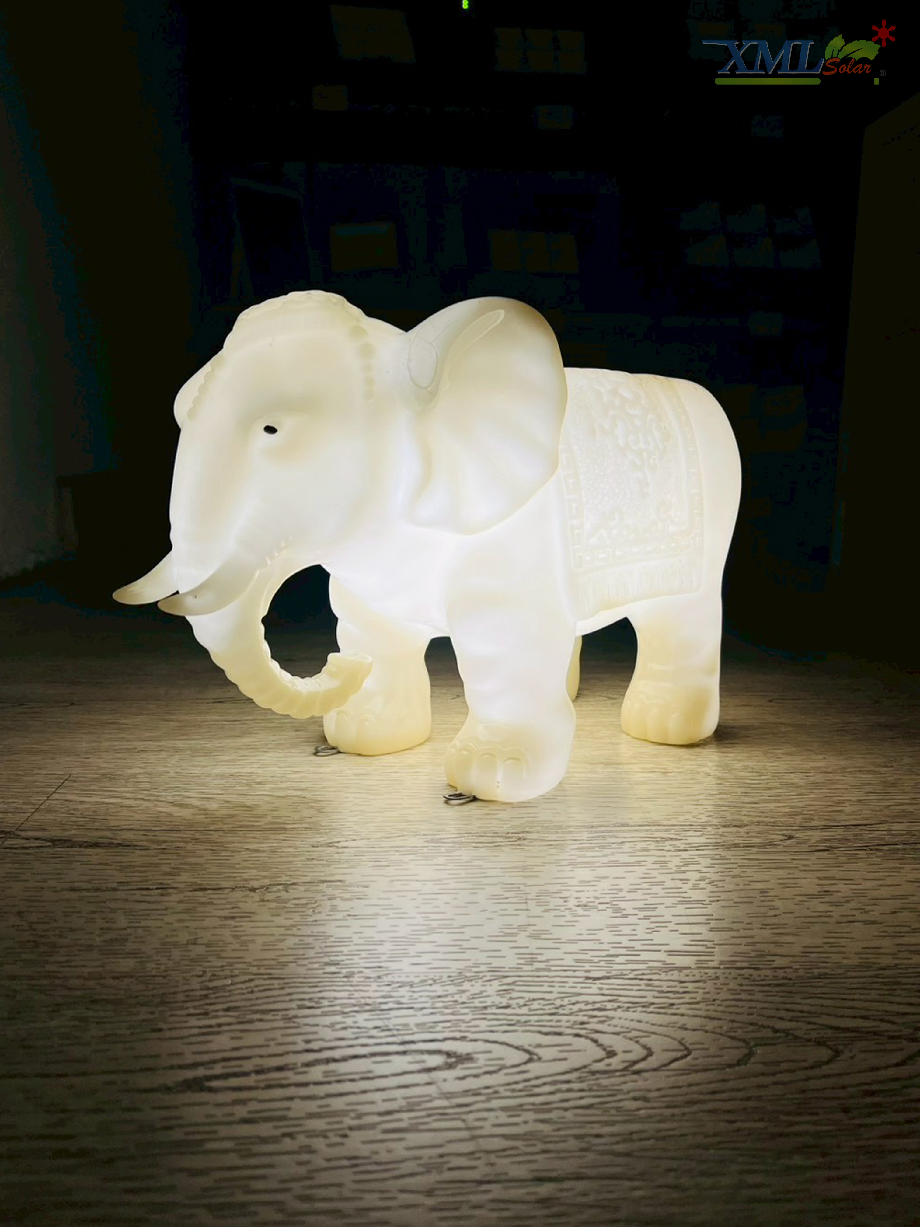ไฟตุ๊กตาโซล่าเซลล์ ประดับสวน รูปช้าง รุ่น JD-DX88 (เปิดได้ 2 แสง)