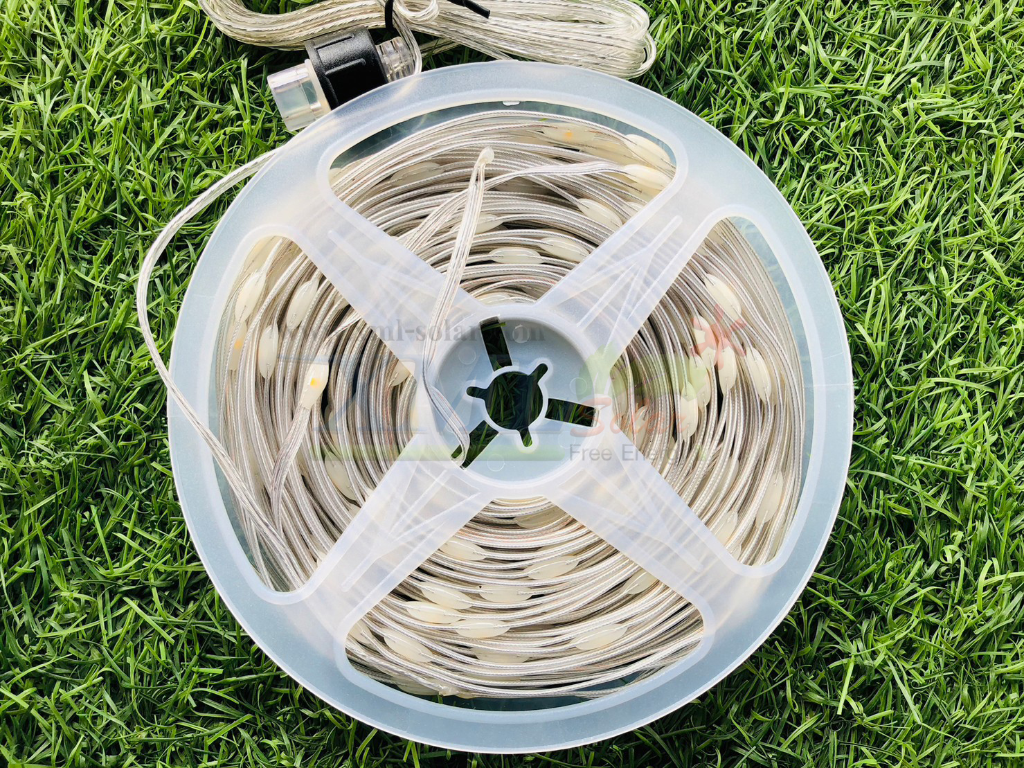 ไฟกระพริบโซล่าเซลล์ รุ่นใหม่สายขาว ยาว 20 เมตร (เเสง : เหลืองเข้ม)