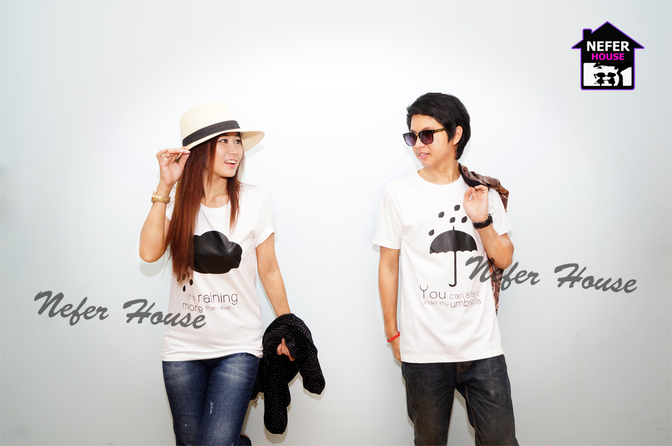 ชุดคู่เสื้อยืดลายร่ม+ลายเฆฆฝน
