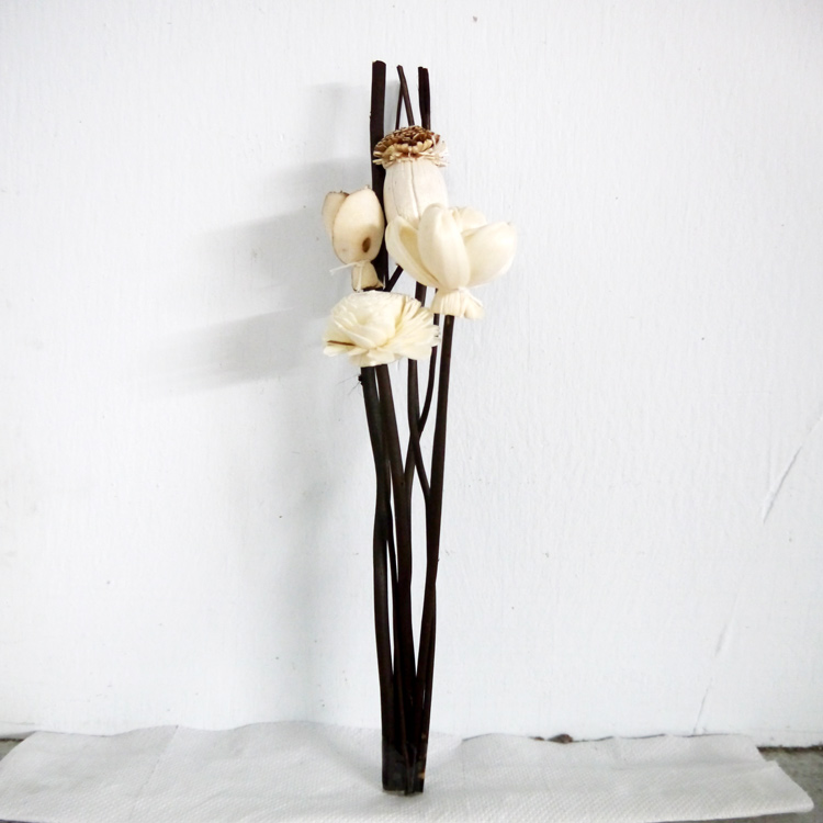 ก้านไม้งา 10" + ดอกไม้ดูดน้ำหอม 5 ช่อ (ดอกไม้ 4 ดอก/ช่อ)