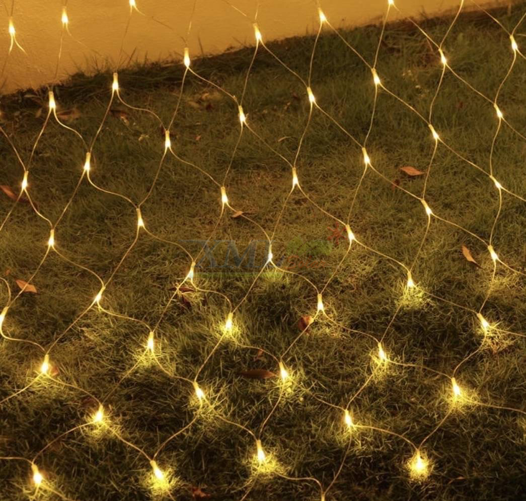 ไฟกระพริบโซล่าเซลล์ เเบบตาข่าย (เเสง : เหลืองวอมไวท์)