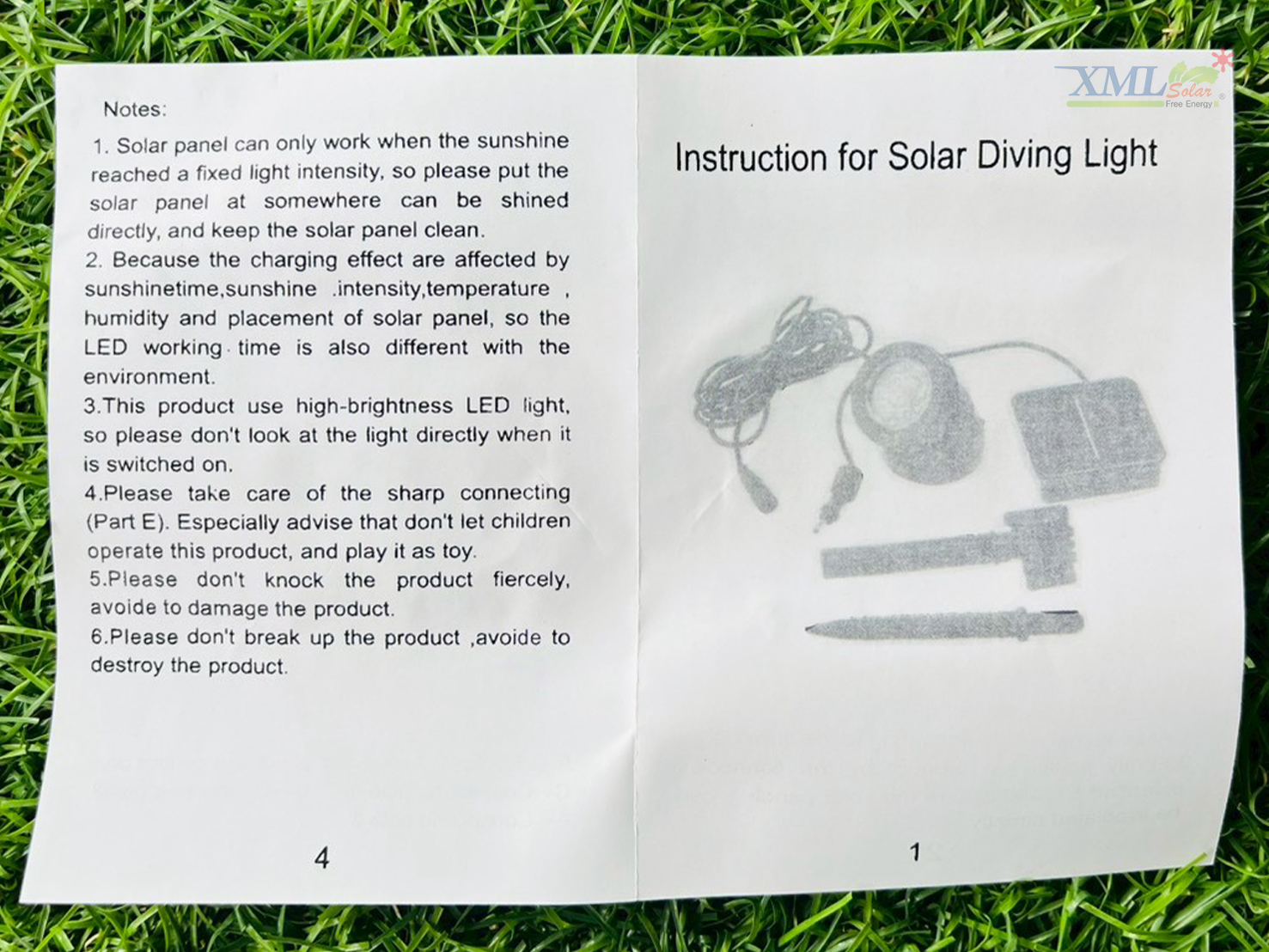 ไฟโซล่าเซลล์ส่องใต้น้ำ 6 LED รุ่น 1 หัว XML-F07