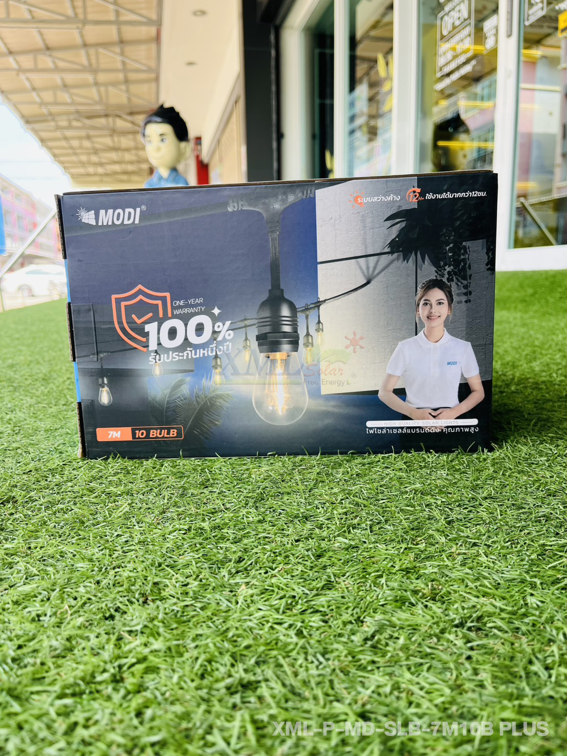 ไฟกระพริบโซล่าเซลล์ หลอดไส้ทรงรี 7/10/20 หลอด รุ่น MD-SLB (เเสง : เหลืองวอมไวท์)