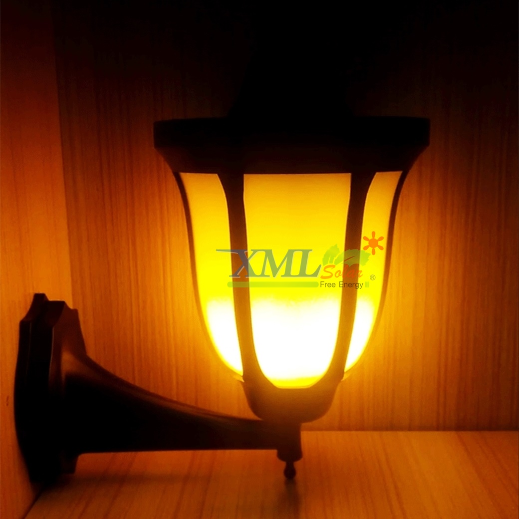 โคมไฟกิ่งโซล่าเซลล์ ทรง Modern (เเสง : เปลวไฟเหลืองวอมไวท์) 1 แถม 1