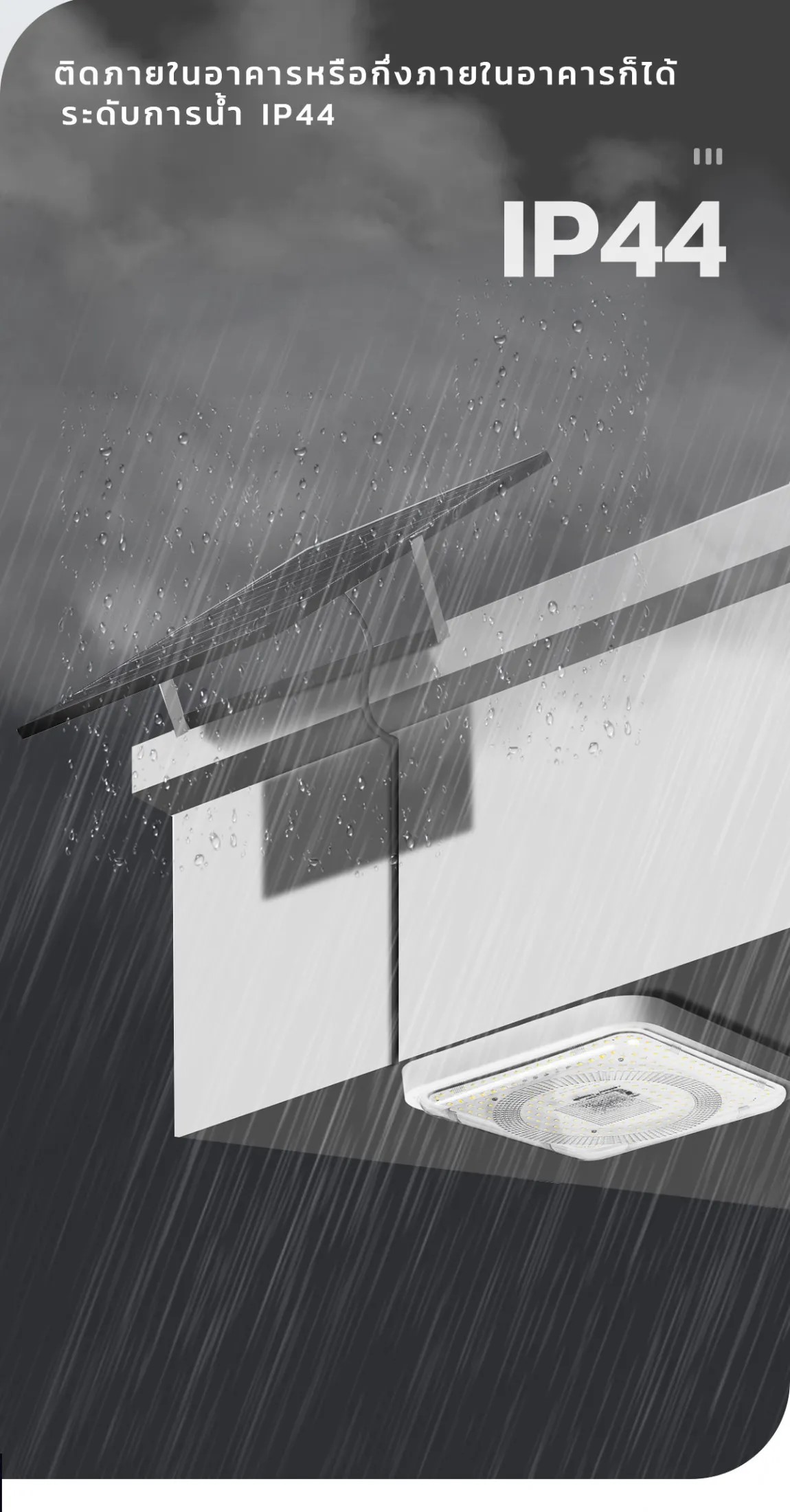 โคมไฟติดเพดานโซล่าเซลล์ ทรงเหลี่ยม* รุ่น MD-SCL08 220W/220W-MAX/320W (เปิดได้ 3 แสง)