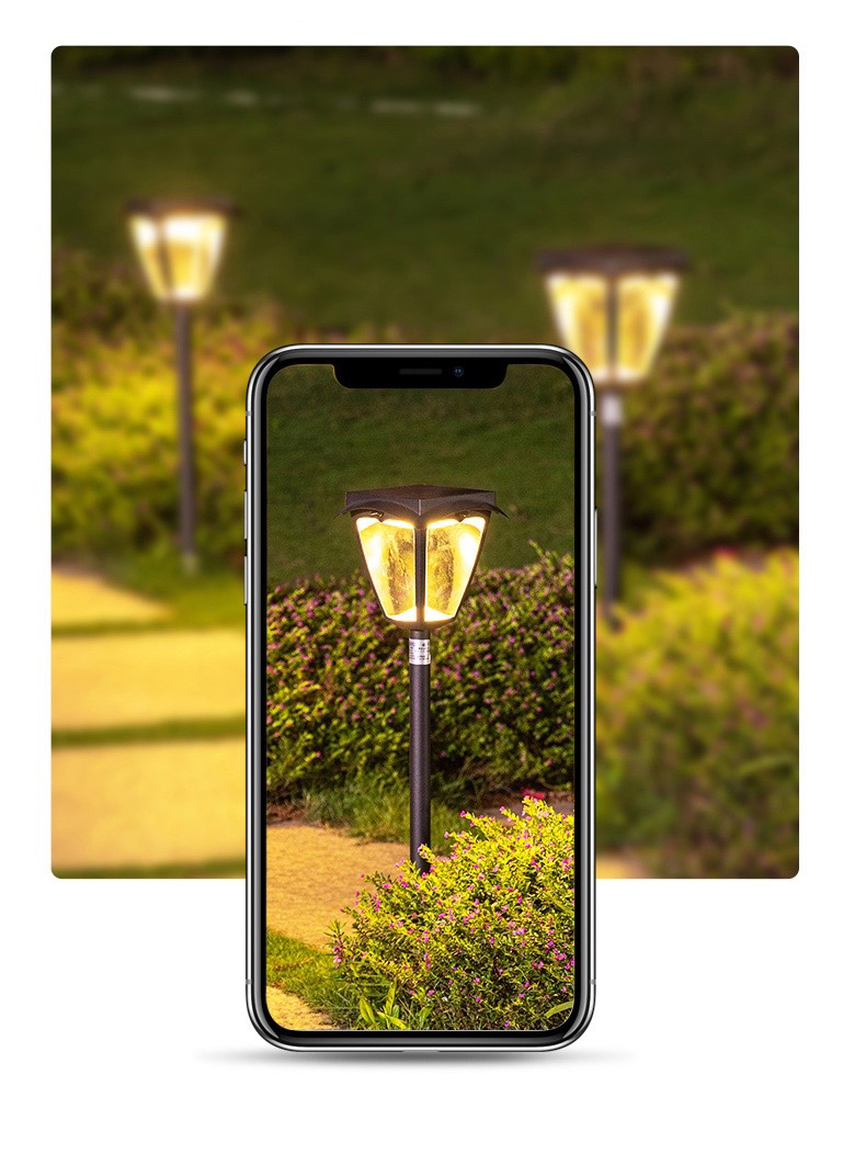 โคมไฟปักสนามโซล่าเซลล์ สไตล์ยุโรป (เเสง : ขาว + เหลืองวอมไวท์)