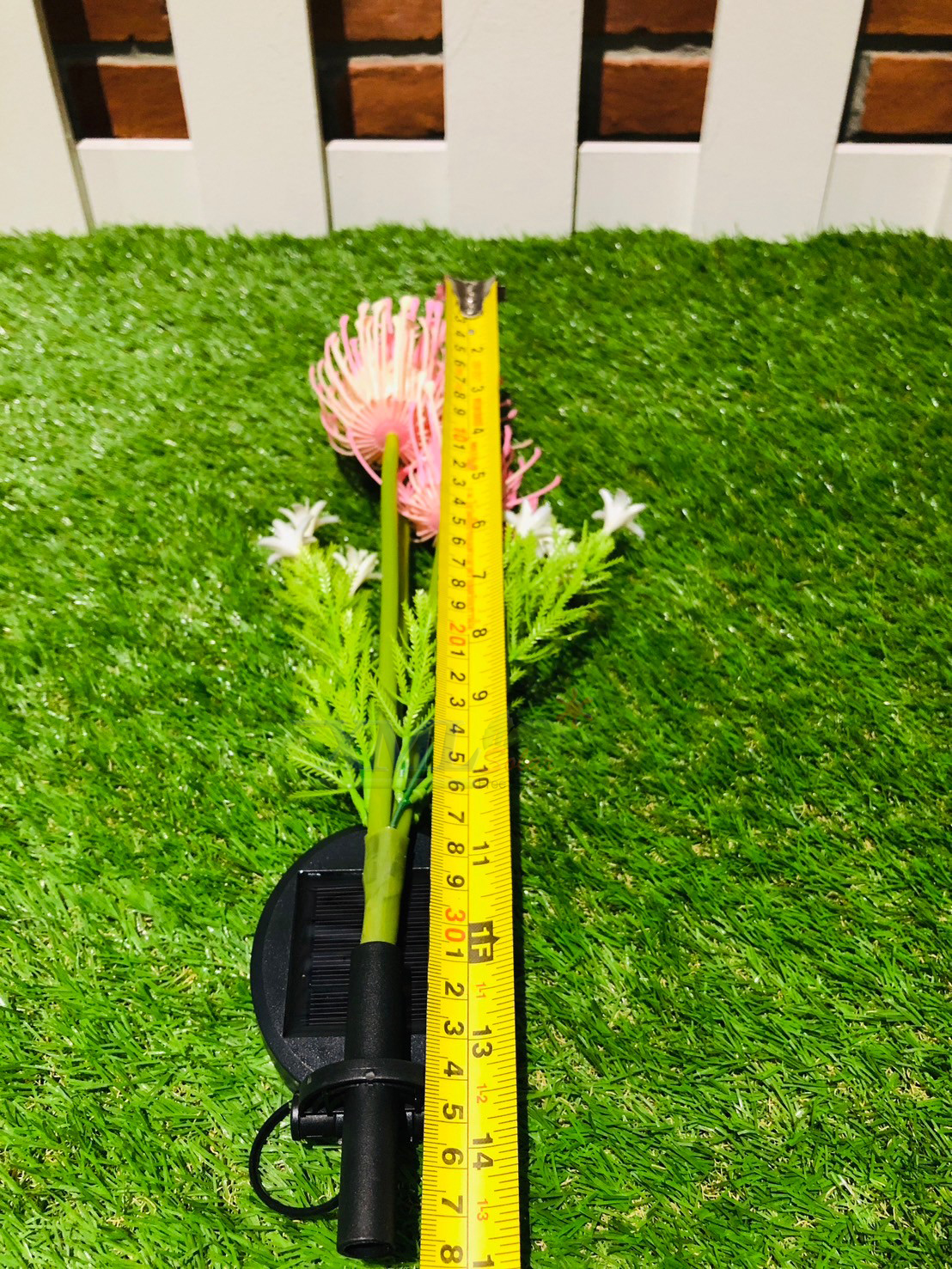 ไฟปักสนามโซล่าเซลล์ ทรงดอกไม้ชมพู (แสง : เหลืองวอมไวท์)(1 แถม 1)