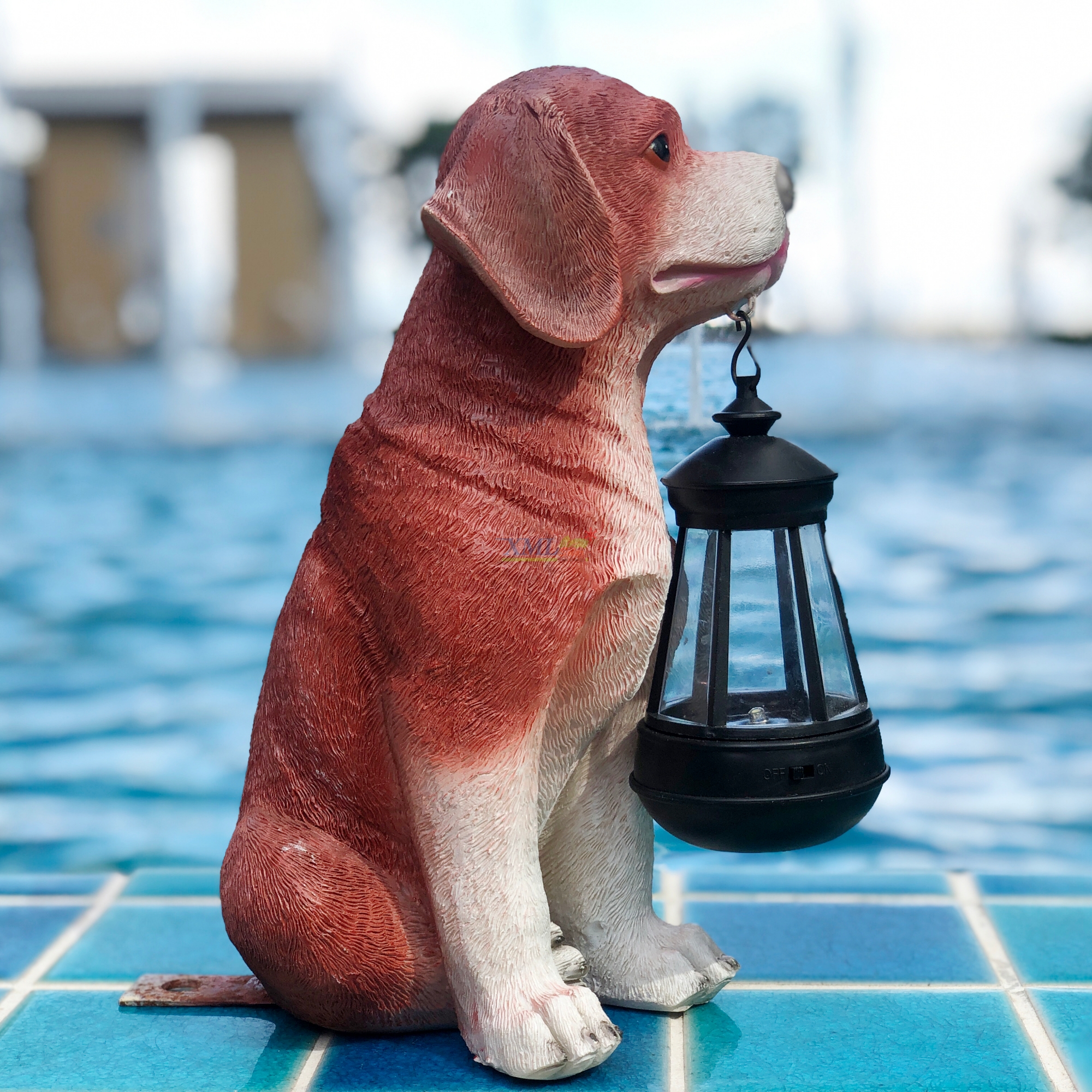 ไฟตุ๊กตาโซล่าเซลล์ ประดับสวน Red Brown Beagle 1 LED (แสง : เหลืองวอมไวท์)