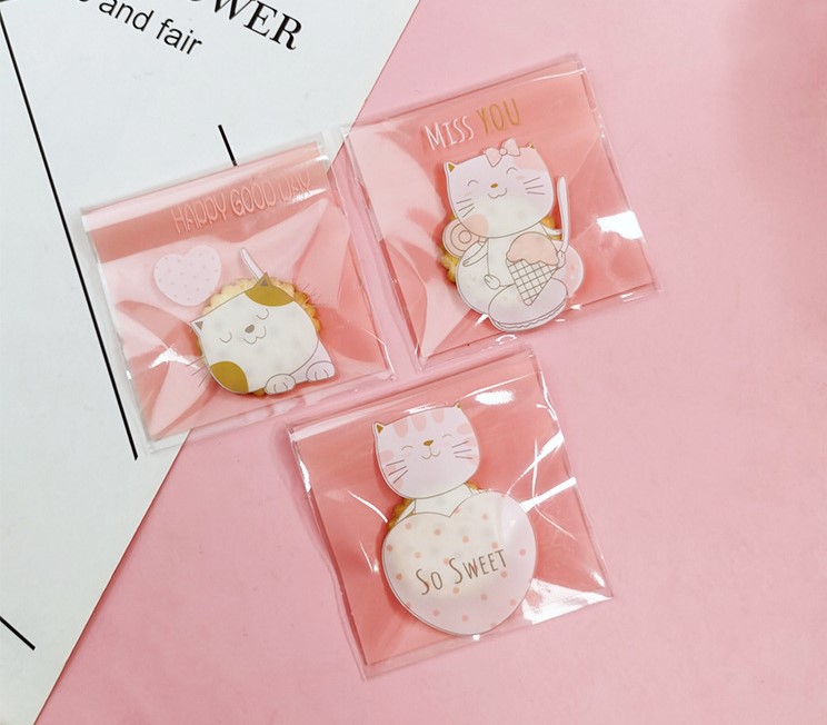 ถุงคุกกี้ เบเกอรี่ ขนม แบบมีเทปกาว 95-100 ใบ/แพ็ค (7*7+3 cm.)