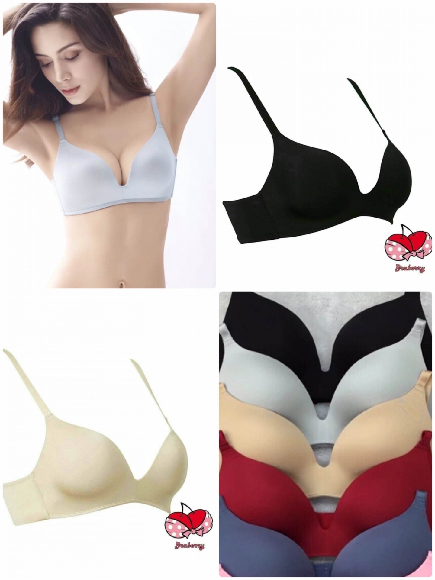 บราไม่มีโครง ให้ความรู้สึกเบาสบาย เนื้อนุ่มช่วยให้ทรวงอกดูสวยและเข้ารูป มี 7 สี size 32,34,36,38 ราคาส่ง 3 ชิ้นคละแบบได้ ราคาตัวละ 300 บาท