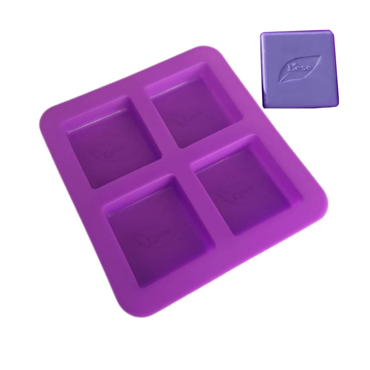 แม่พิมพ์ซิลิโคน พิมพ์สบู่ พิมพ์วุ้น พิมพ์ขนม รูปใบไม้ L'ese 4 ช่อง น้ำหนักสบู่ : 100 G.