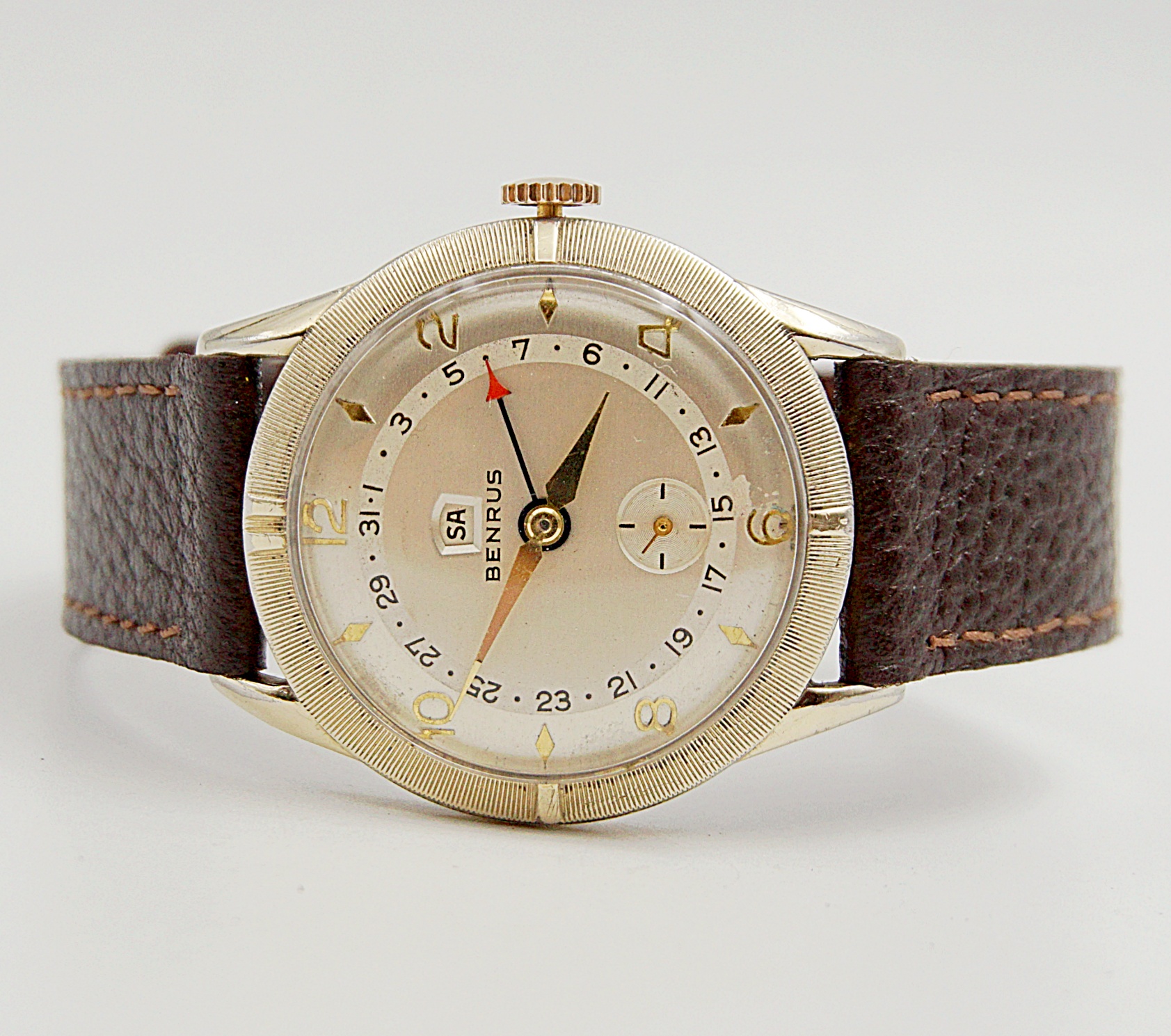 นาฬิกาเก่า BENRUS POINTER DATE ไขลาน