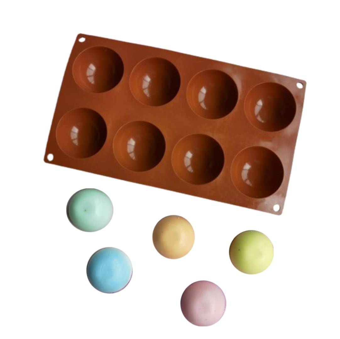 โมล(Mold) แม่พิมพ์ซิลิโคน ทำวุ้น ขนม สบู่ งานdiy รูปครึ่งวงกลม 8 ช่อง (ขนาด5.8 ซม. ประมาณ35 กรัม)