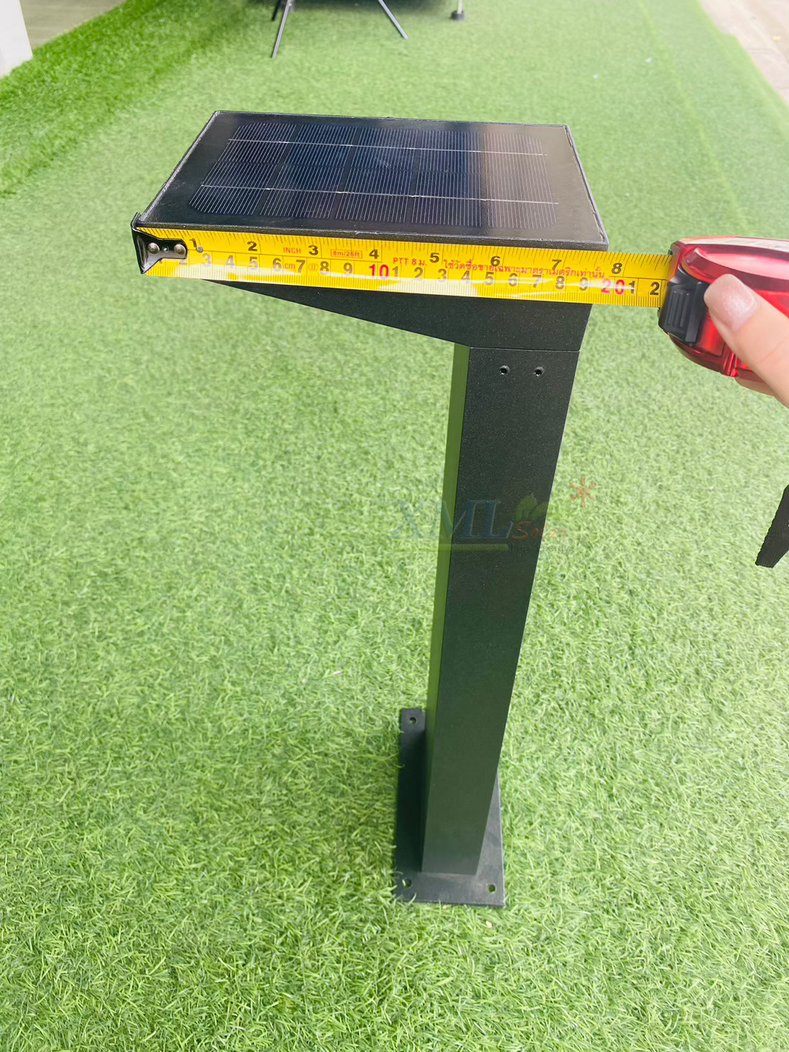 ไฟตั้งพื้นโซล่าเซลล์ ทรงงอ (แสง : เหลืองวอมไวท์)