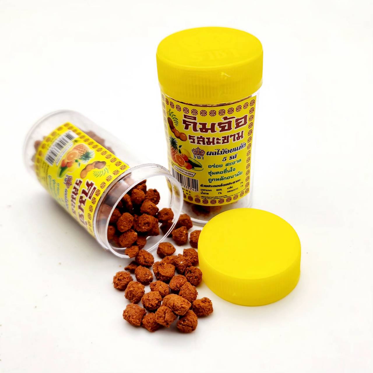 กิมจ้อหลอด ผลไม้อบแห้ง รส มะนาว มะขาม มะละกอ อบแห้ง มี อย. บรรจุ แพ็คละ 12หลอด