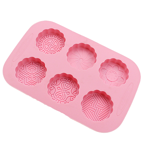 แม่พิมพ์ซิลิโคน พิมพ์สบู่ พิมพ์วุ้น พิมพ์ขนม ทรงขนมไหว้พระจันทร์ 6 ช่อง