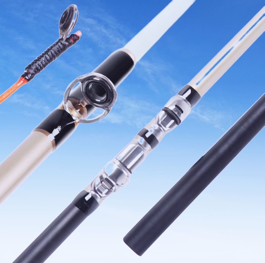 คันเบ็ดตกปลา ตกกุ้ง แบบ 2 ท่อน ปลายไฟเบอร์ สีสะท้อนแสง