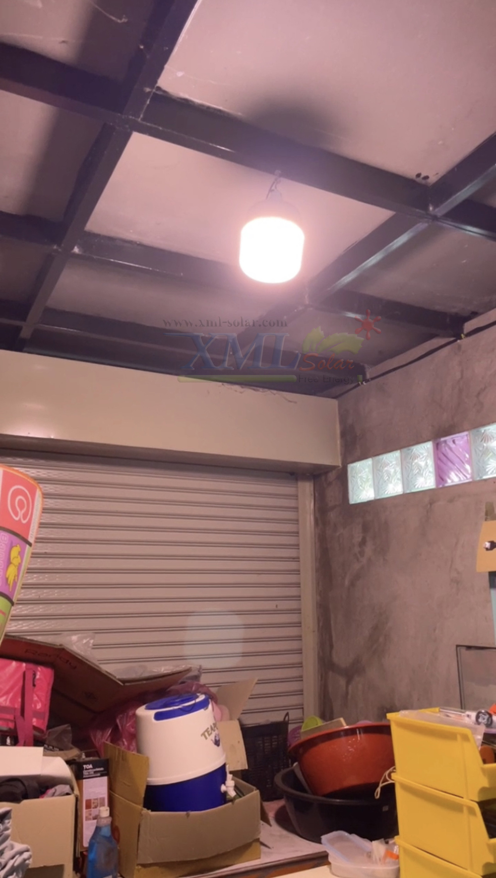 โคมไฟตุ้มโซล่าเซลล์ รุ่น 300w. (กล่องสีน้ำตาล) (เปิดได้ 3 แสง)