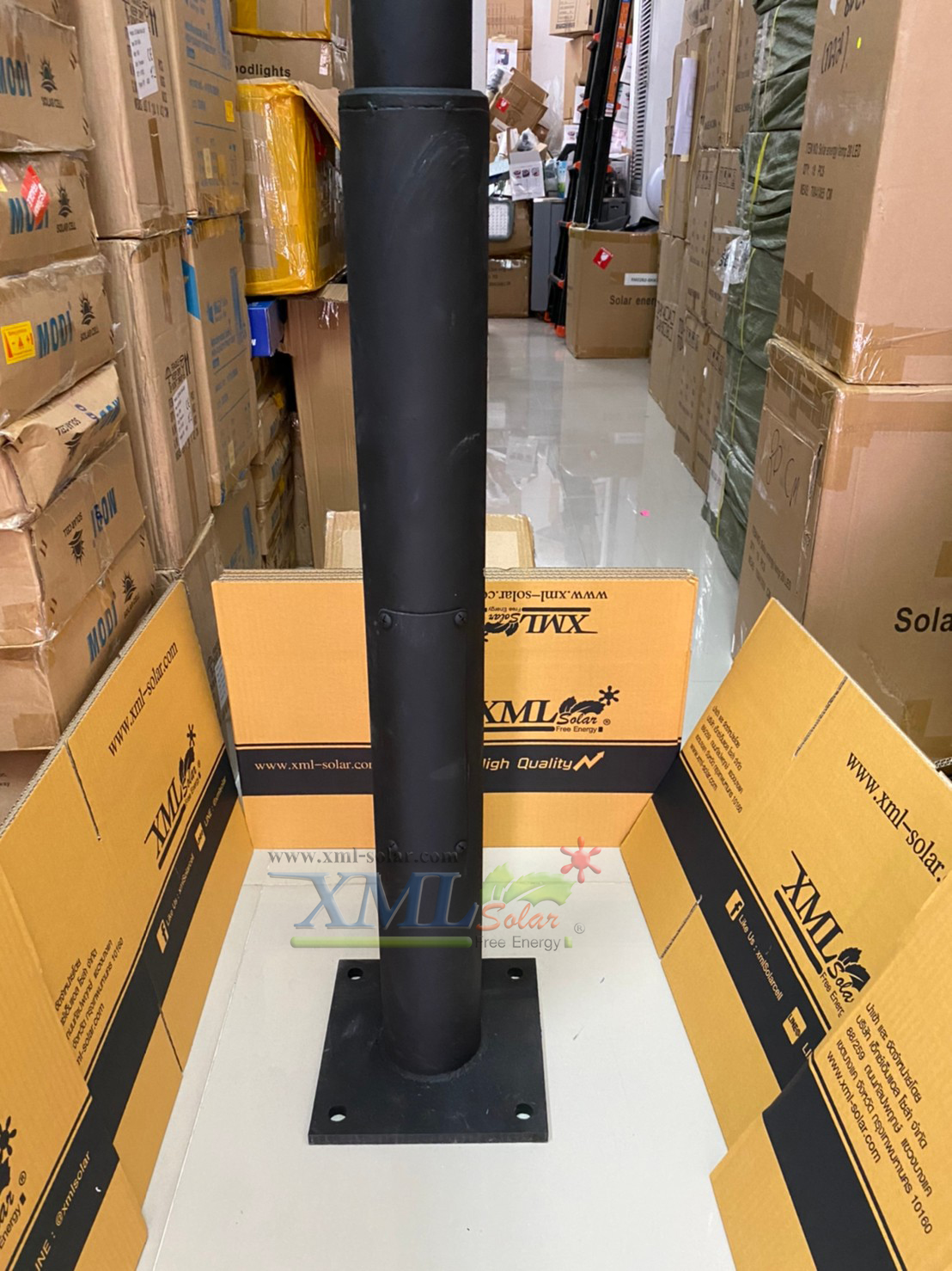 เสาไฟสนาม เหล็กทาสีดำด้าน สูง 3 เมตร (ปลาย 3 นิ้ว)