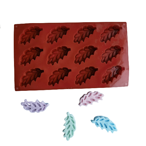 แม่พิมพ์ซิลิโคน พิมพ์สบู่ พิมพ์วุ้น พิมพ์ขนม รูปใบไม้ 12 ช่อง