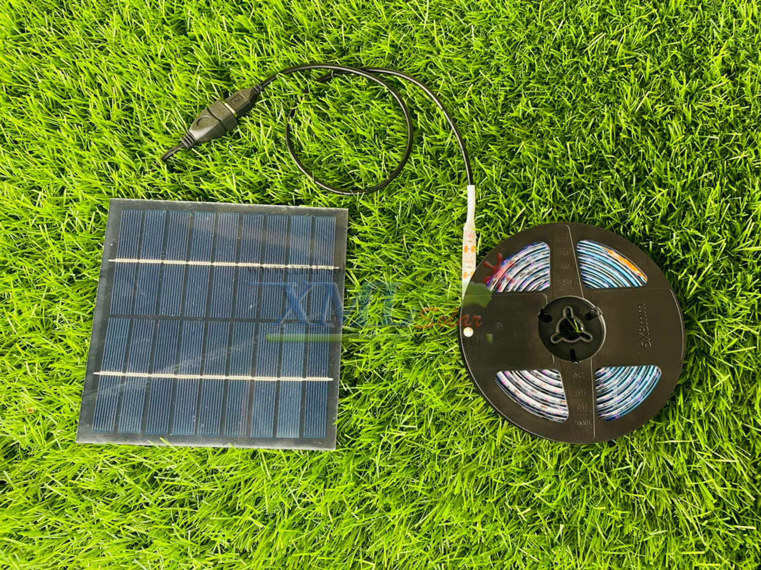 ไฟเส้นปลูกต้นไม้โซล่าเซลล์ ยาว 5 เมตร (ระบบ DC ต่อตรง ไม่มีเเบตเตอรี่) Model 3 (แสง : ชมพู)