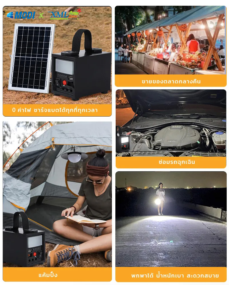 ชุดไฟโซล่าเซลล์อเนกประสงค์ ชุดนอนนา 100W 12000mAh (แสง : ขาว)