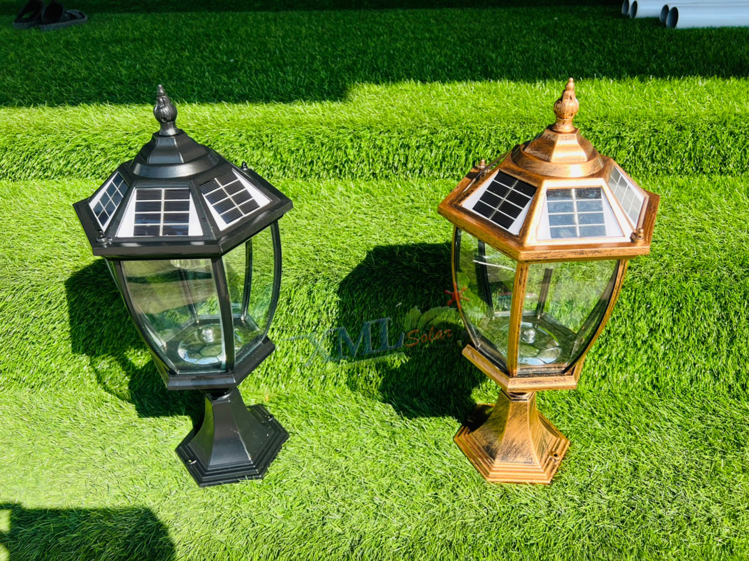 หัวเสาทรงยุโรป ไซต์ใหญ่ (สีทอง) เปิดได้ 2 แสง