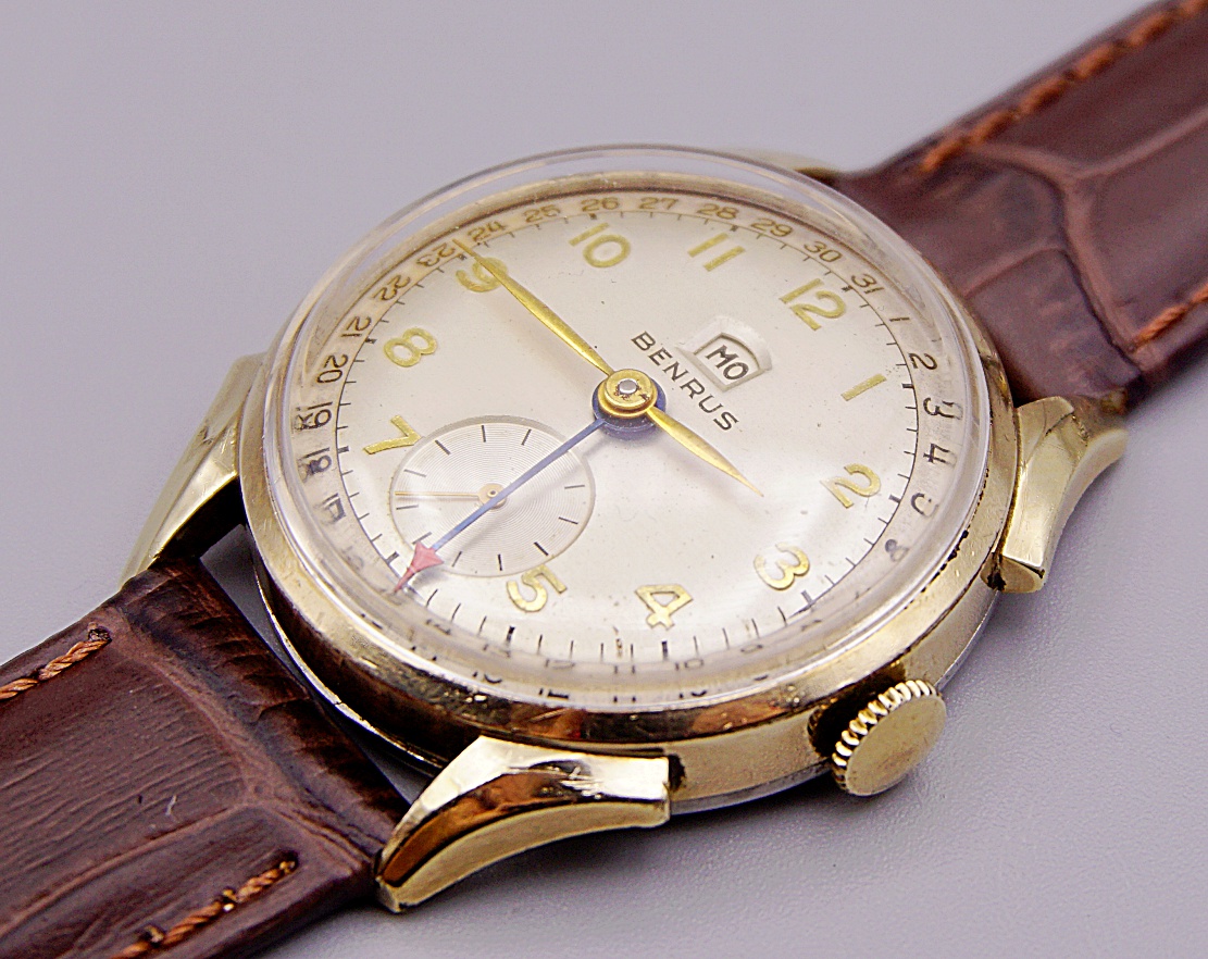 นาฬิกาเก่า BENRUS POINTER DATE ไขลาน