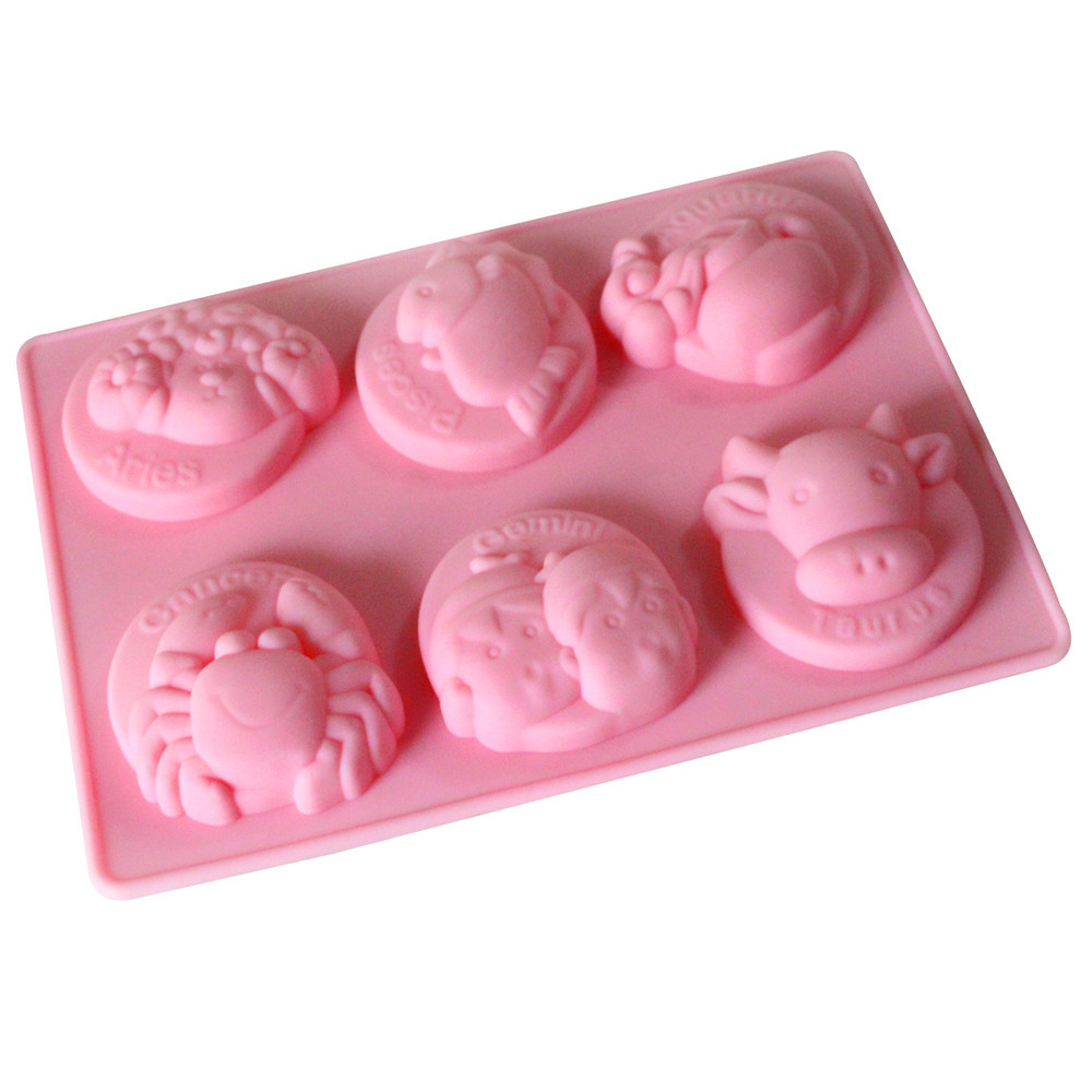โมล(Mold) แม่พิมพ์ซิลิโคน ทำวุ้น ขนม สบู่ งานdiy รูป 12 ราศี (พิมพ์สีชมพู)