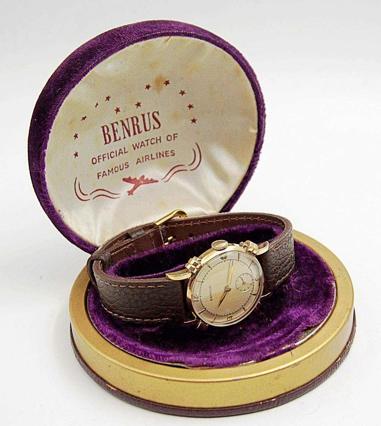 นาฬิกาเก่า BENRUS ไขลานสองเข็มครึ่ง พร้อมกล่อง