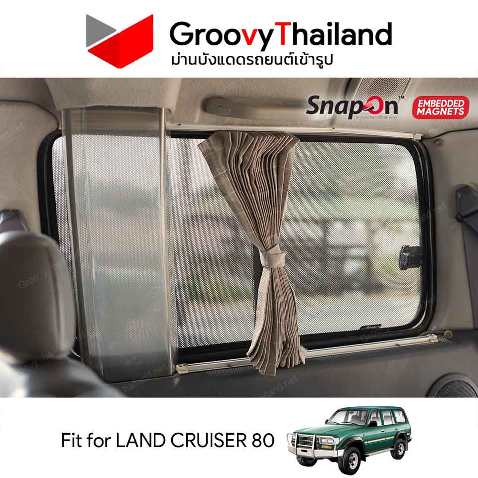 ม่านบังแดดแม่เหล็ก TOYOTA LAND CRUISER 80 (SnapOn Em – 6 pcs)