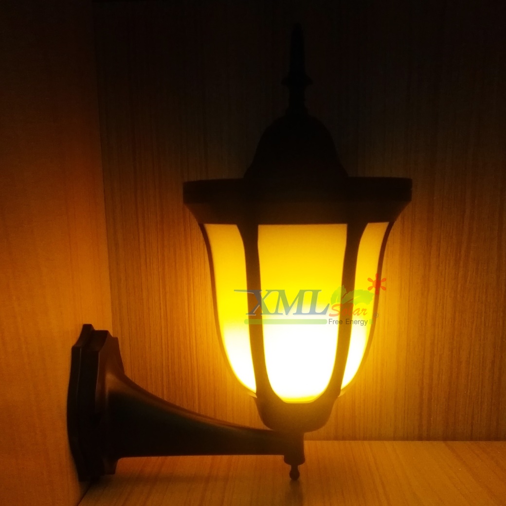 โคมไฟกิ่งโซล่าเซลล์ ทรง Modern (เเสง : เปลวไฟเหลืองวอมไวท์) 1 แถม 1