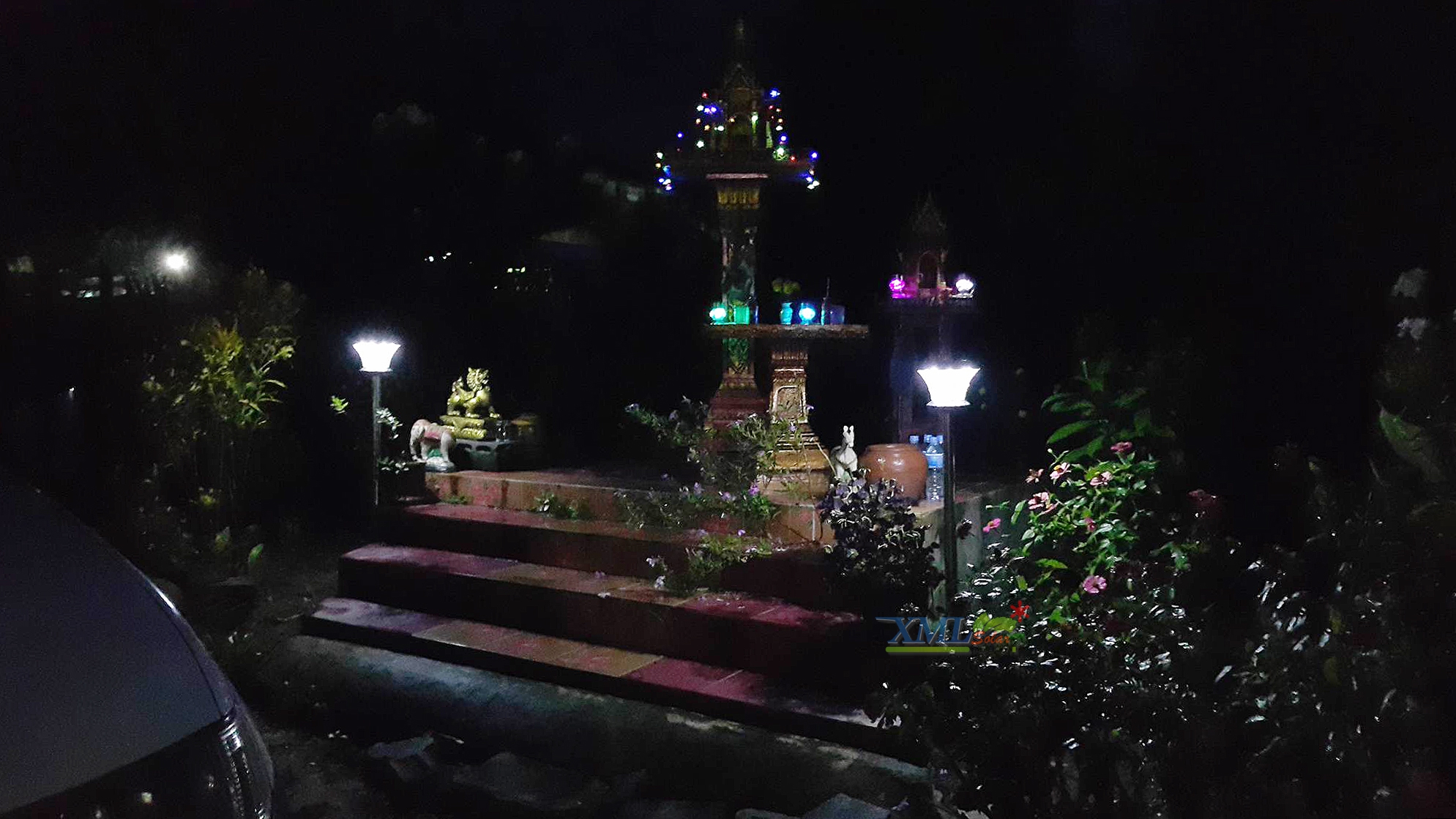 ไฟปักสนามโซล่าเซลล์ 8 Super SMD LED (แบบกลม) สูง 80 ซม. (เเสง : ขาว)
