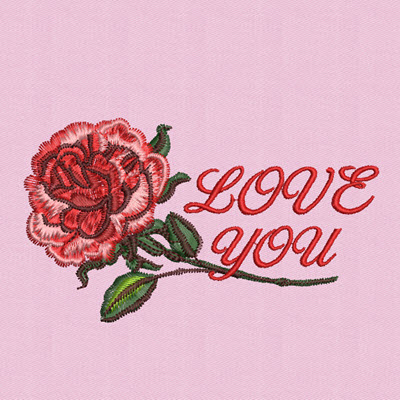 บล็อคปักดอกกุหลาบLOVEYOU