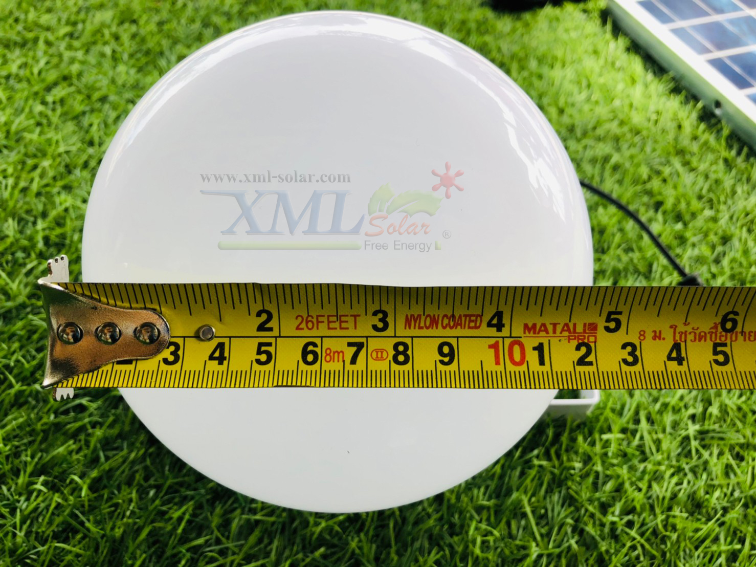 โคมไฟตุ้มโซล่าเซลล์ แบล็คไลท์ 150w. (แสงล่อแมลง)(แสงสีฟ้าน้ำทะเล)