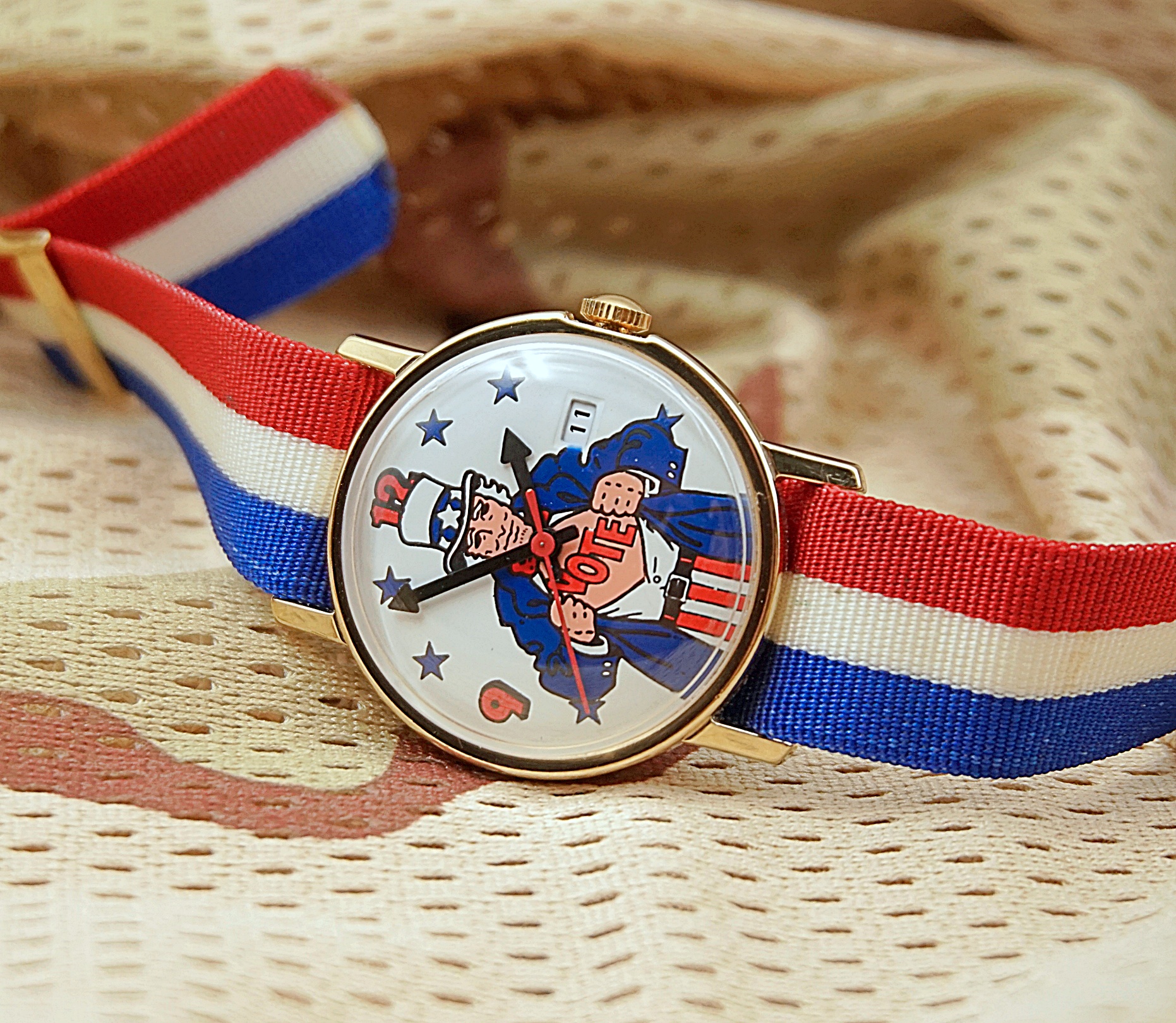 นาฬิกาเก่า TIMEX Uncle Sam Vote ไขลาน