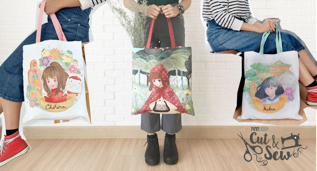 ผ้าพิมพ์ลาย เย็บกระเป๋า Tote